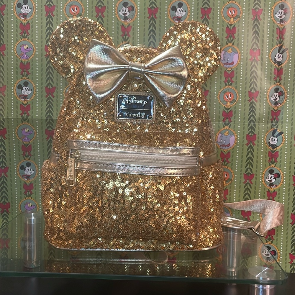 Disney x Loungefly Antique Gold Sequin Backpack LASR Exclusive